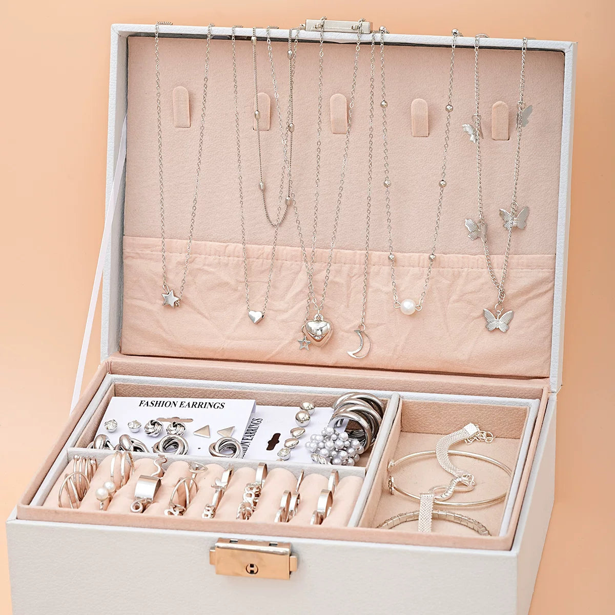Jewelry Set New Cross-Border Hot European and American Hot Selling Imitation Pearl Alloy Jewelry Set (without Box)