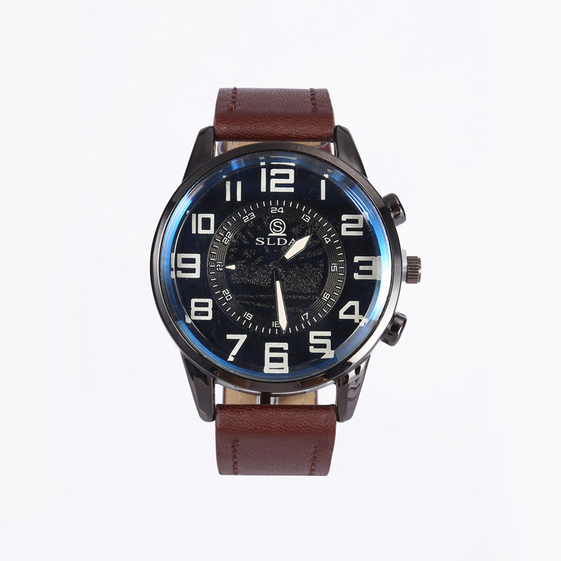 Popular Fashion Business Belt Simple Men's Watch Men's Casual Retro Digital Dial Student Quartz Watch Wholesale