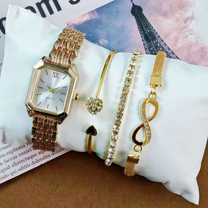 New Trendy Square Women's Quartz Watch Fashion Steel Band Women's Wristwatch Wholesale from Manufacturer in Stock