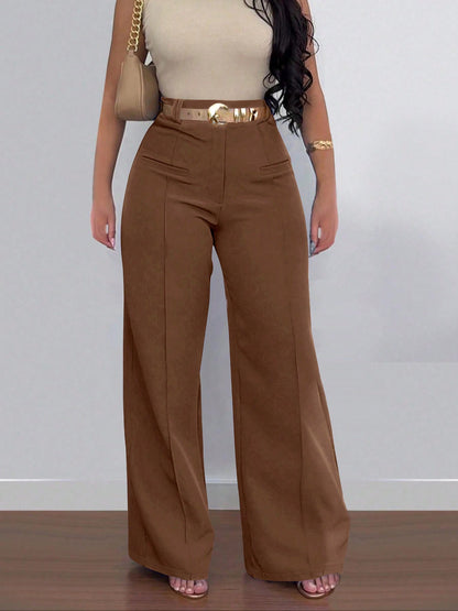 S391258 Cross-Border Export Wholesale Women's Casual Fashion High-Waisted Wide-Leg Pants Slim and Versatile Loose Pants