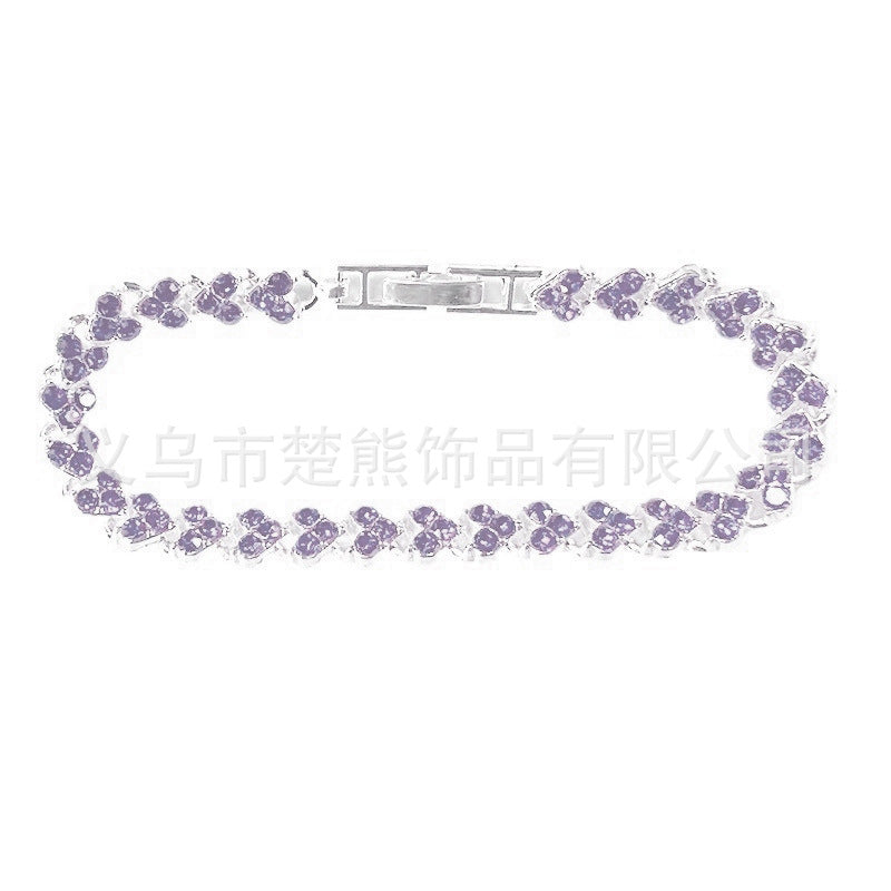 Wish Popular Heart-Shaped Diamond-Plated Silver-Plated Roman Bracelet Girls Fashion Crystal Bracelet Bracelet Bracelet