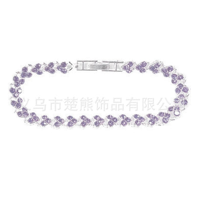 Wish Popular Heart-Shaped Diamond-Plated Silver-Plated Roman Bracelet Girls Fashion Crystal Bracelet Bracelet Bracelet