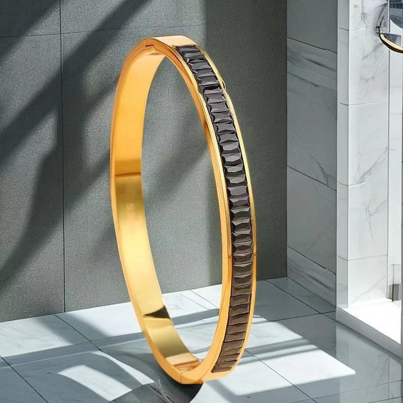 Cross-border Stainless Steel Bracelet Women's High-grade Electroplated Circle Bracelet Diamond Light Luxury Titanium Steel Fashion Jewelry
