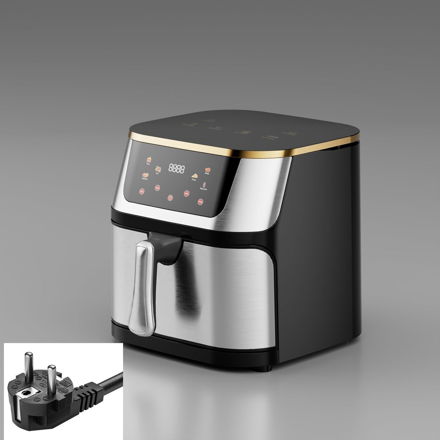 Air Fryer Stainless Steel Touch Computer Air Fryer Fried Chicken Fries Household Large Capacity Visual Electric Fryer