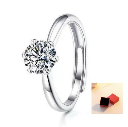 Simulated Classic Six-Claw Ring Women's Open Diamond Ring Niche Moissanite Ring European and American Luxury Foreign Trade Jewelry Manufacturer