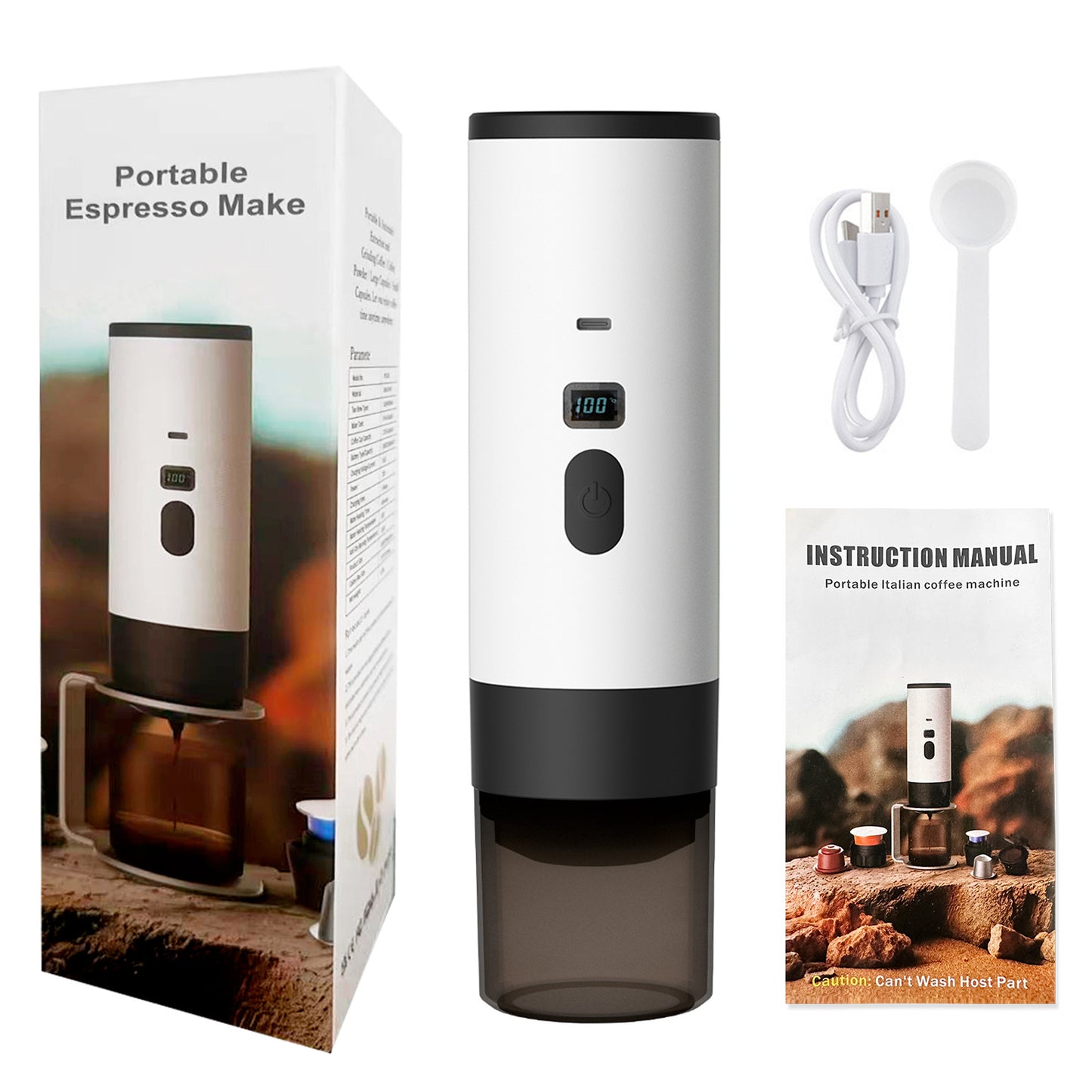 Cross-border portable capsule coffee machine automatic wireless heating small household outdoor portable coffee machine wholesale