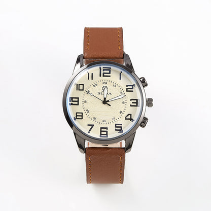 Popular Fashion Business Belt Simple Men's Watch Men's Casual Retro Digital Dial Student Quartz Watch Wholesale