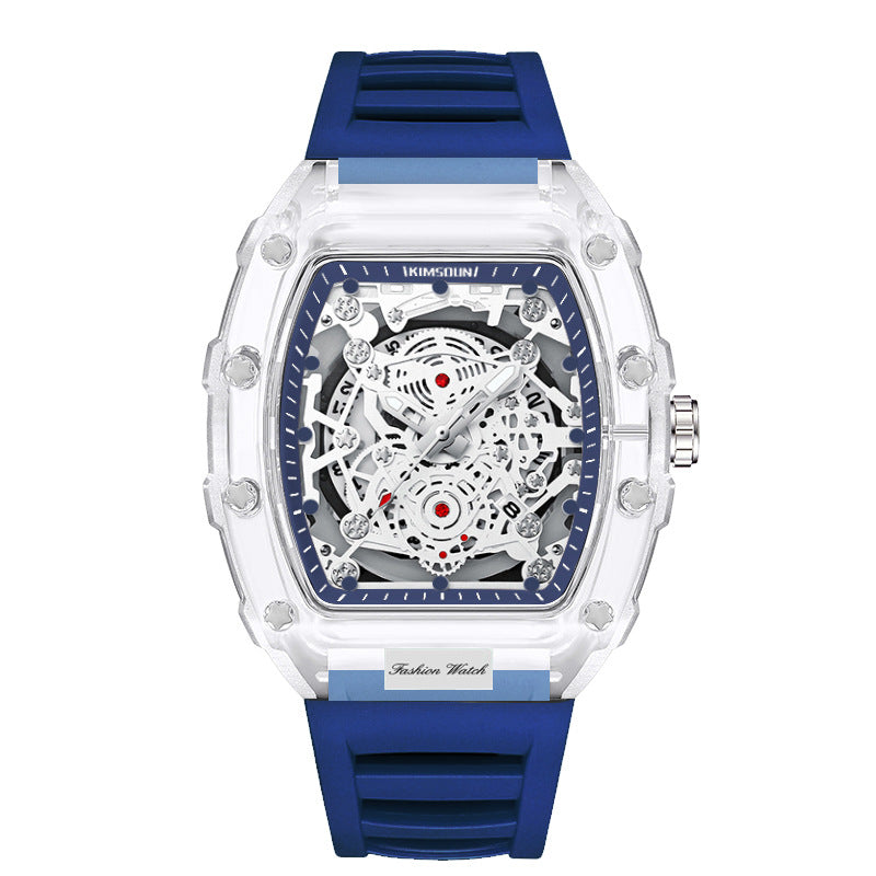 Foreign Trade Cross-Border Watch Personalized Barrel-Shaped Quartz Watch Fashionable Transparent Men's Watch Wholesale Waterproof Watch Watch