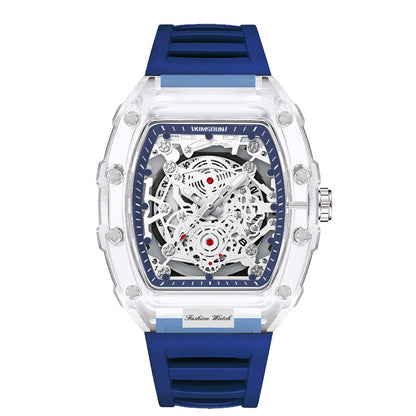 Foreign Trade Cross-Border Watch Personalized Barrel-Shaped Quartz Watch Fashionable Transparent Men's Watch Wholesale Waterproof Watch Watch