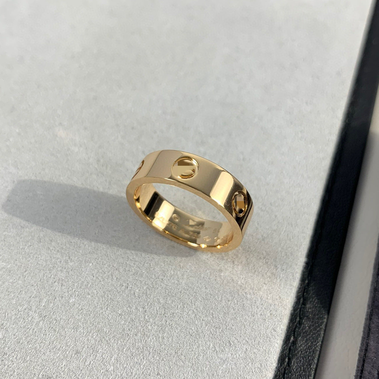 High version thick plated 18K mi gold LOVE wide version no drill three diamond ring fashion personality ring factory outlet