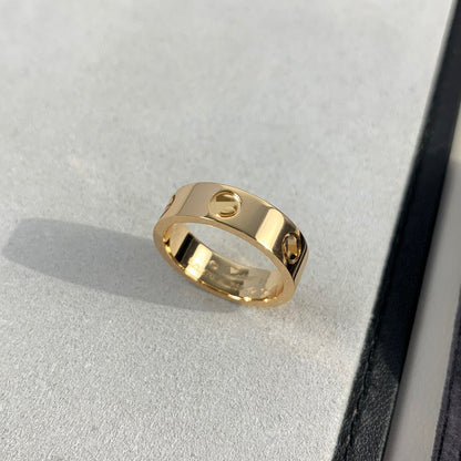 High version thick plated 18K mi gold LOVE wide version no drill three diamond ring fashion personality ring factory outlet