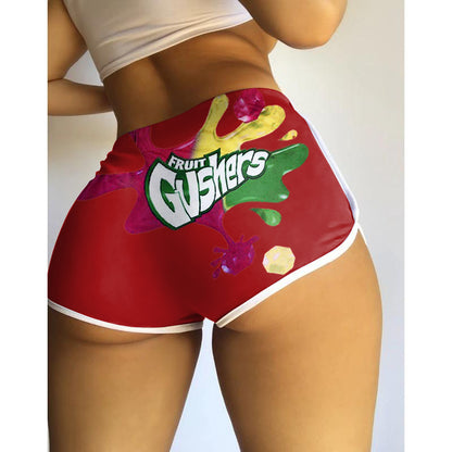 S390076 Amazon Hot Selling European and American Clothing Sexy Tight Shorts Letter Printed Popular Shorts Yoga Pants