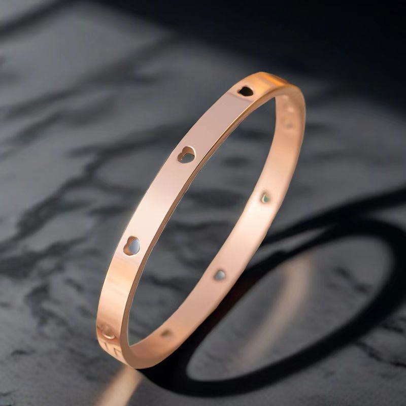 Cross-border Stainless Steel Bracelet Women's High-grade Electroplated Circle Bracelet Diamond Light Luxury Titanium Steel Fashion Jewelry