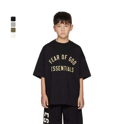 Essentials Children's Short Sleeve 25 Back to School Boys and Girls Summer Fashion Brand Crewneck T-Shirt Cotton