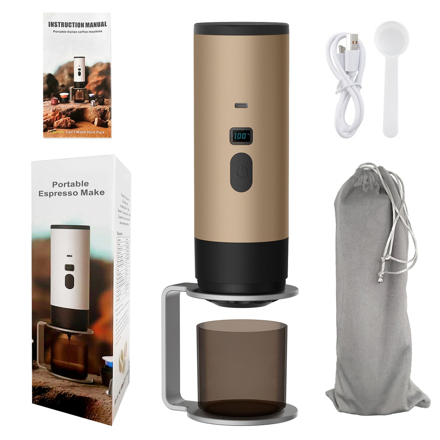 Cross-border portable capsule coffee machine automatic wireless heating small household outdoor portable coffee machine wholesale