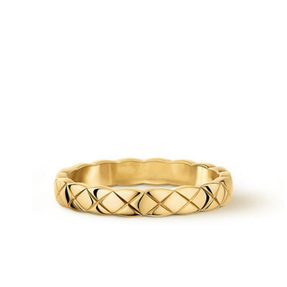Xiao Xiang style coco rhombus ring for men and women 18k rose gold CNC wide narrow cross high version ring lovers