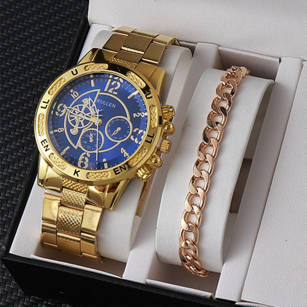 Factory direct sales calendar steel watch men's large dial quartz watch cross-border hot foreign trade men's watches wholesale