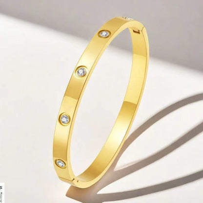 Cross-border Stainless Steel Bracelet Women's High-grade Electroplated Circle Bracelet Diamond Light Luxury Titanium Steel Fashion Jewelry