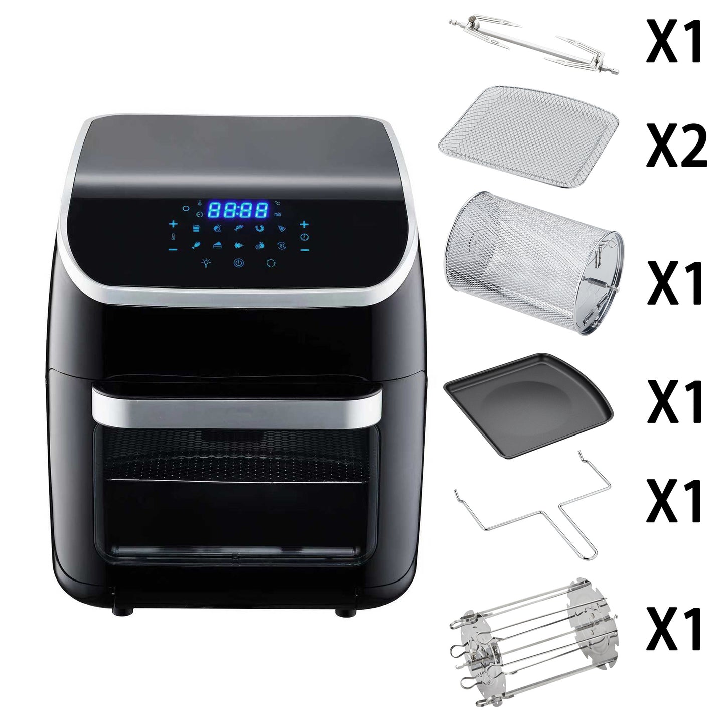 In-Stock Household Air Fryer Cross-Border 12L Large Capacity Fryer for Frying French Fries and Roasting Chicken with Touch Control Toaster Oven