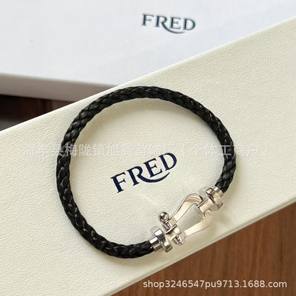 New Trendy Ins Black Samurai Black Couple's Year Horseshoe Buckle Steel Rope Bracelet Bracelet Men's Bracelet