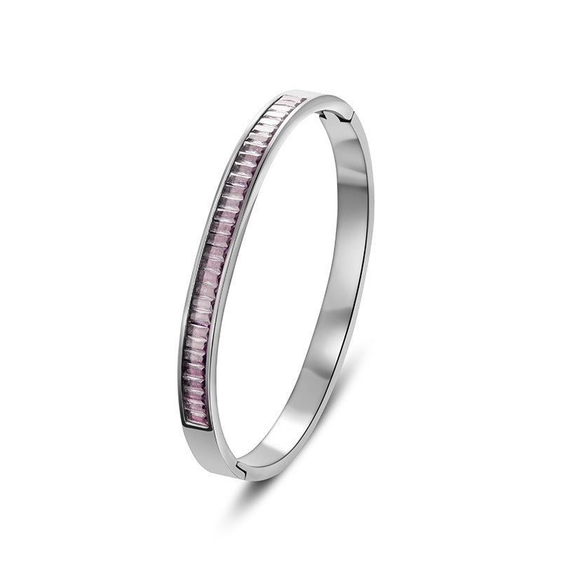 Cross-border Stainless Steel Bracelet Women's High-grade Electroplated Circle Bracelet Diamond Light Luxury Titanium Steel Fashion Jewelry