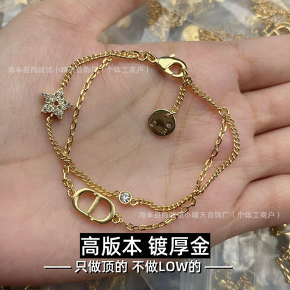 Seiko Edition D Home Cd Double Layer Bracelet Women's Edition with Lettering Casual No Hole Star Factory Wholesale