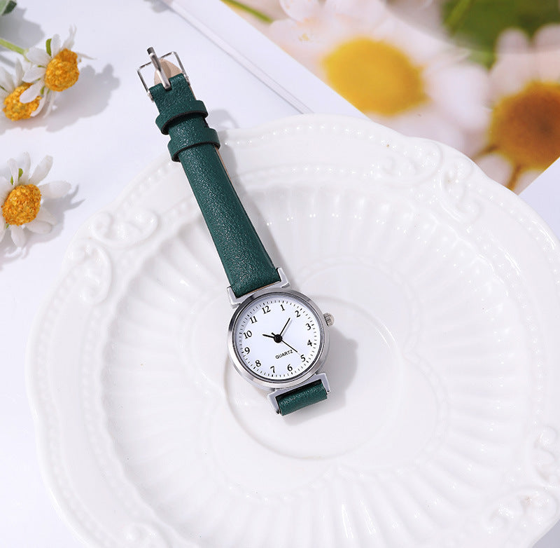 Cross-Border In-Stock Student Watches for Women, Niche Digital Thin Leather Strap Quartz Exam Ladies' Wholesale Student Electronic Watches