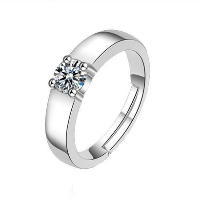 Simulated Classic Six-Claw Ring Women's Open Diamond Ring Niche Moissanite Ring European and American Luxury Foreign Trade Jewelry Manufacturer