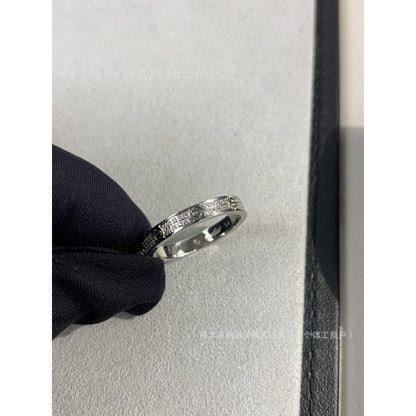 High-End Baby's Breath Ring Plated with 18K Thick Gold Couple Ring Mini Diamond-Set Two-Row Three-Row Diamond Manufacturer Wholesale
