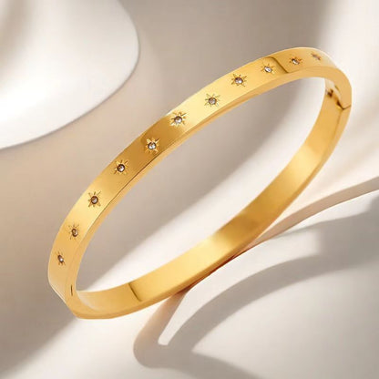 Cross-border Stainless Steel Bracelet Women's High-grade Electroplated Circle Bracelet Diamond Light Luxury Titanium Steel Fashion Jewelry