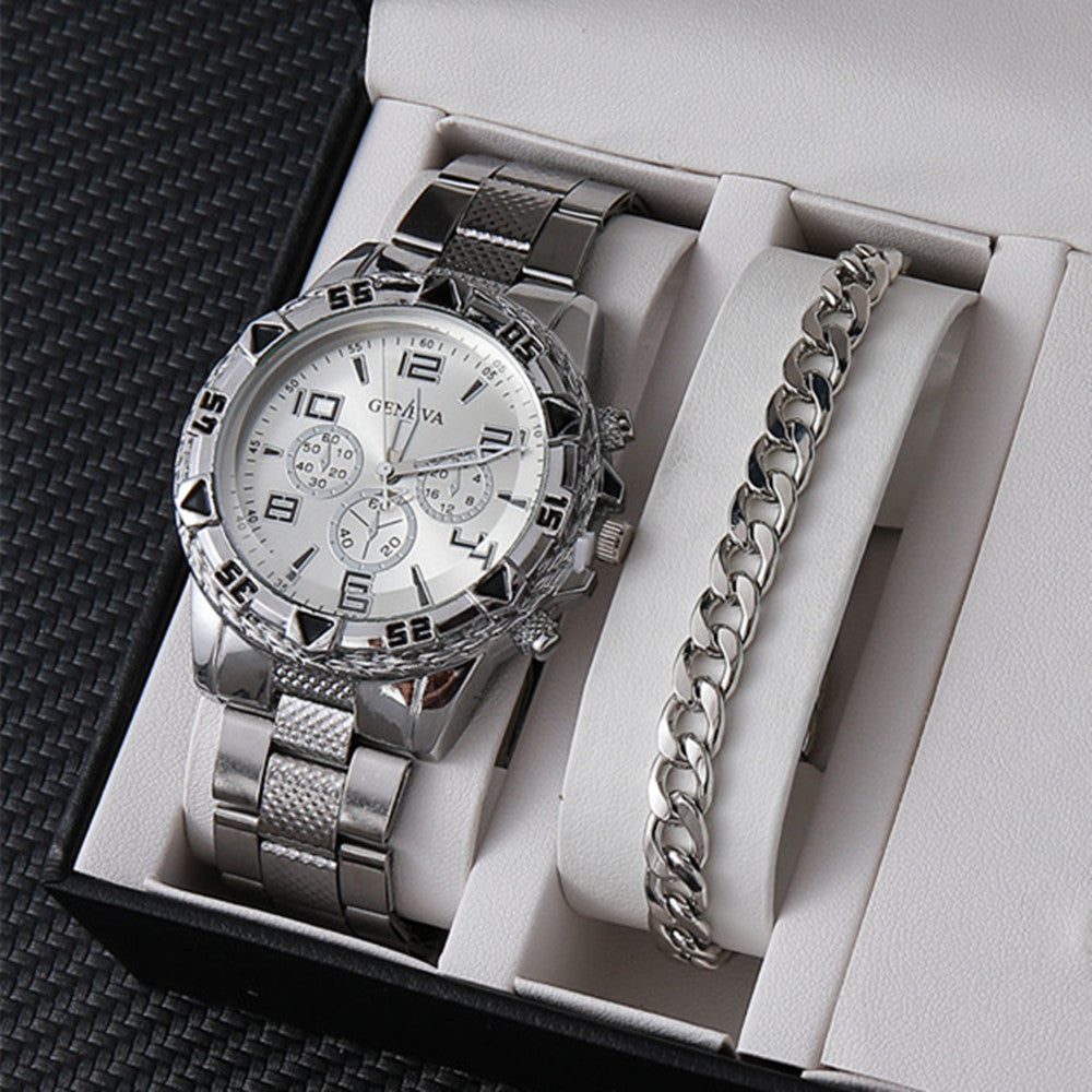 Factory direct sales calendar steel watch men's large dial quartz watch cross-border hot foreign trade men's watches wholesale