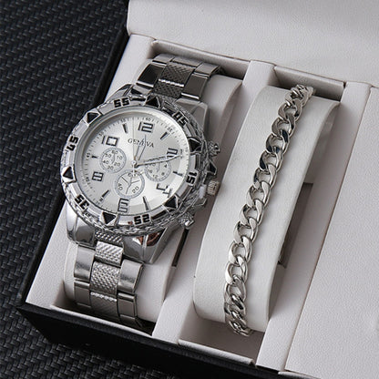 Factory direct sales calendar steel watch men's large dial quartz watch cross-border hot foreign trade men's watches wholesale