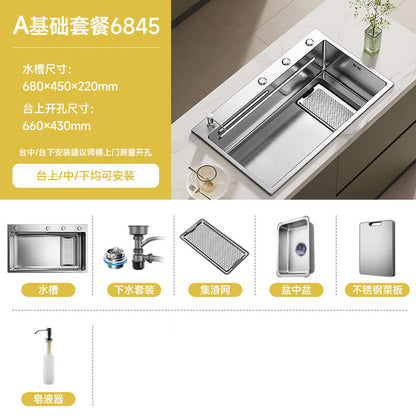 New Slag Collection Stainless Steel 304 Silver Kitchen Sink Large Single Sink Dishwashing Sink Multi-Functional Sink under the Sink