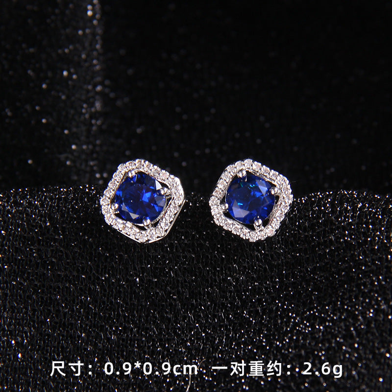 Set of Zircon Cross-Border Aliexpress Crystal Square Diamond Full Diamond Perfume Bottle Necklace Women's Jewelry Earrings Hot Selling Earrings