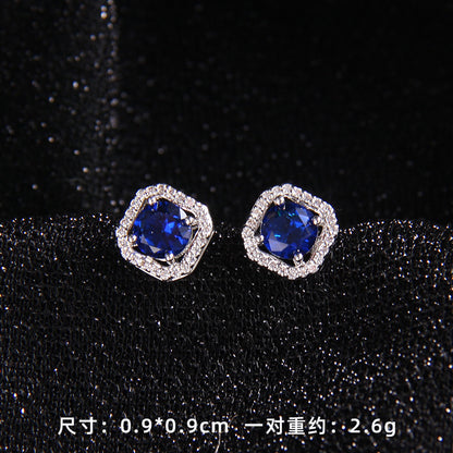 Set of Zircon Cross-Border Aliexpress Crystal Square Diamond Full Diamond Perfume Bottle Necklace Women's Jewelry Earrings Hot Selling Earrings