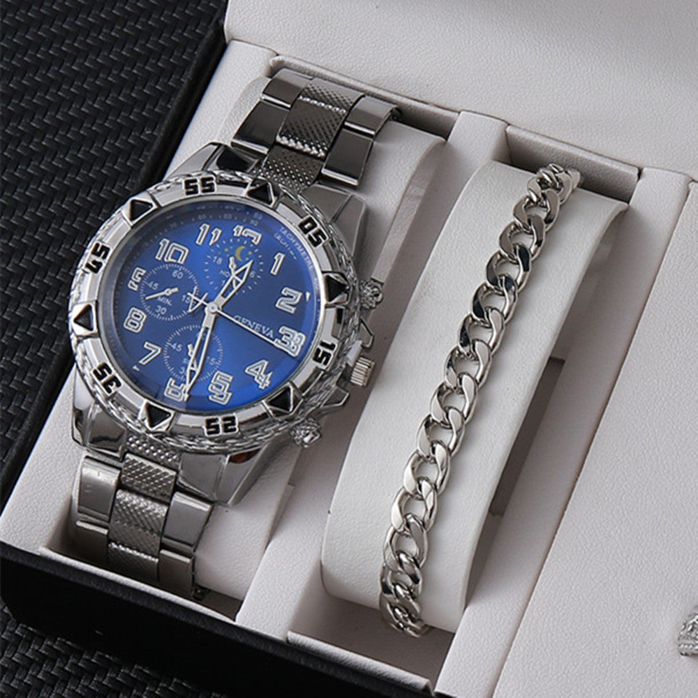 Factory direct sales calendar steel watch men's large dial quartz watch cross-border hot foreign trade men's watches wholesale