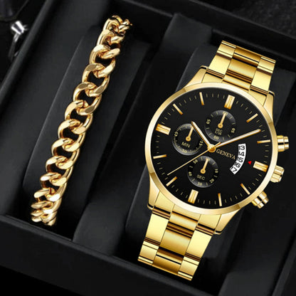 Factory direct sales calendar steel watch men's large dial quartz watch cross-border hot foreign trade men's watches wholesale