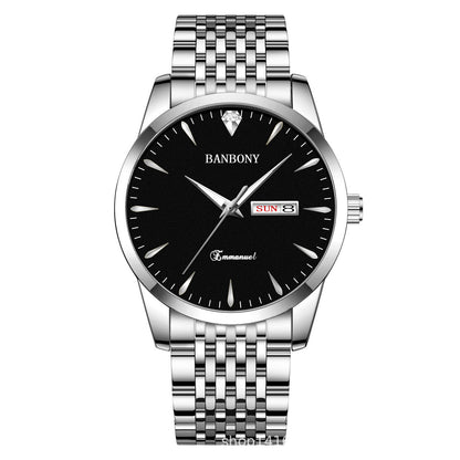 Watch Men's Double Calendar Diamond Luminous Waterproof Simple Thin in stock Daifa Spelling Duoduo Shake Voice Live Video