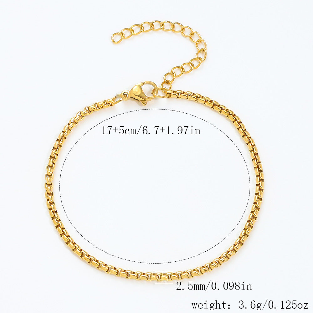 Stainless Steel Bracelet 18K Gold Vacuum Plating Furnace Versatile Simple Everyday Basic Bracelet Color-Preserving Jewelry