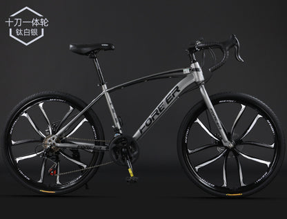 Shanghai Yongjiu brand 700C road bike racing car variable speed disc brake male and female students broken wind curved bicycle