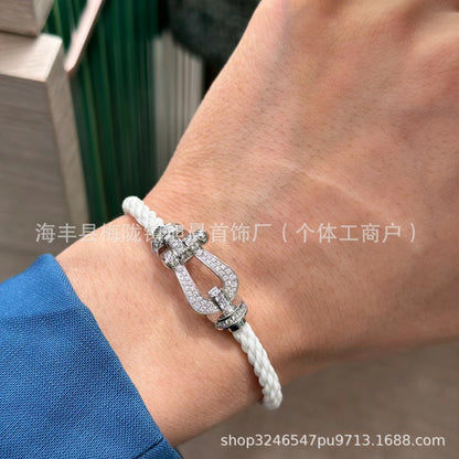 New Trendy Ins Black Samurai Black Couple's Year Horseshoe Buckle Steel Rope Bracelet Bracelet Men's Bracelet
