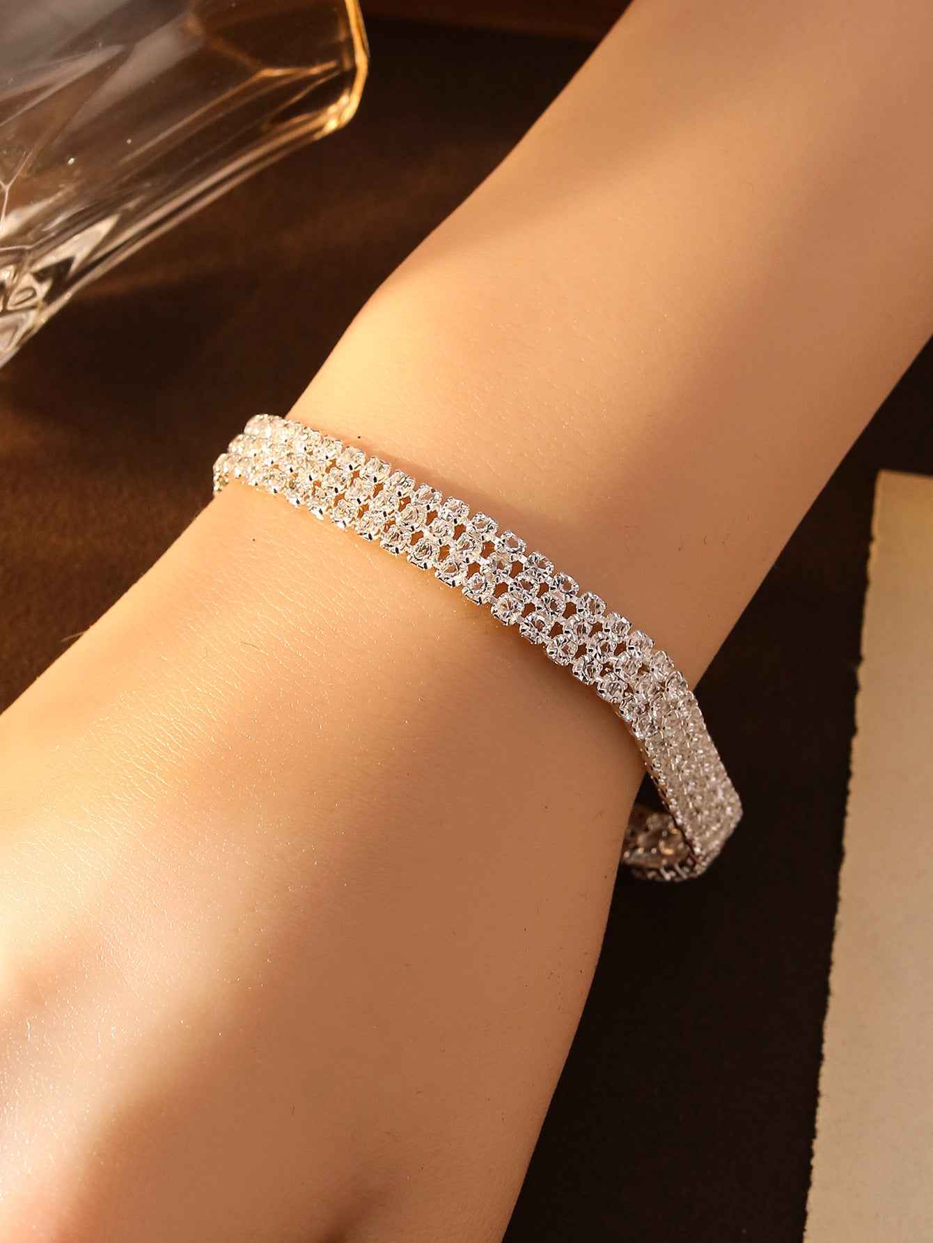 Cross-border Explosive Simple Fashion Rai Diamond Bracelet High-end Korean Style Light Luxury Full Diamond Bracelet European and American Style Personalized Bracelet