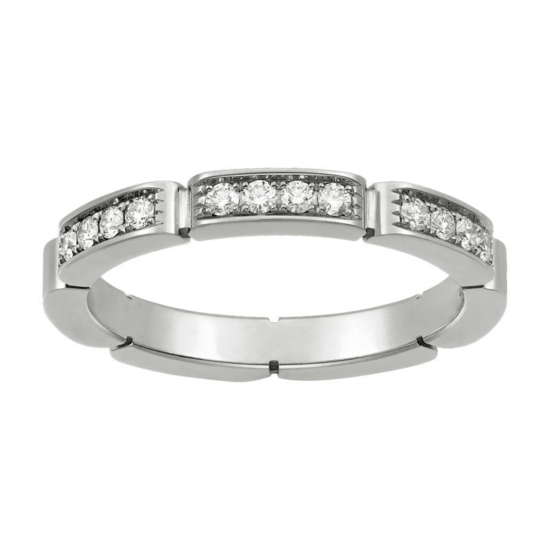 Seiko Edition Card Classic Ring Cnc Thick Gold Plated Signature Multi-Section Diamond Couple Ring Xiaohongshu Factory Wholesale