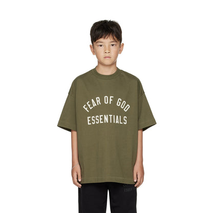 Essentials Children's Short Sleeve 25 Back to School Boys and Girls Summer Fashion Brand Crewneck T-Shirt Cotton