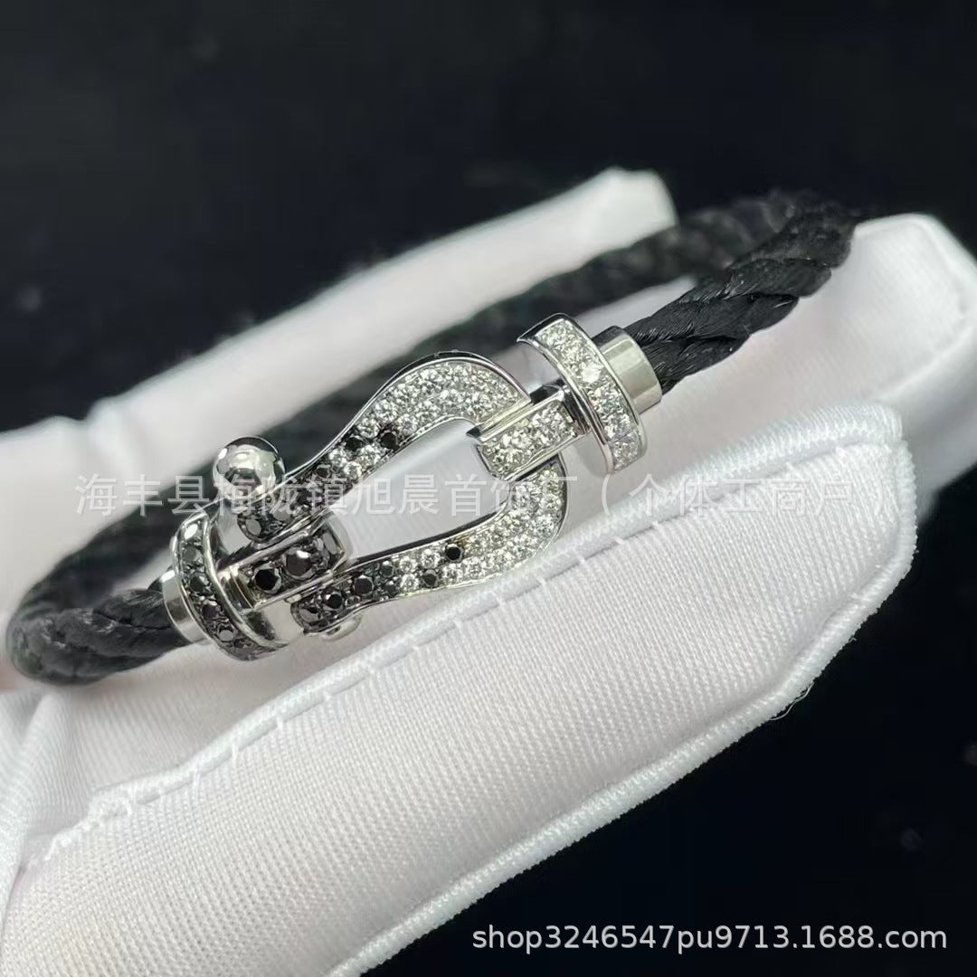 New Trendy Ins Black Samurai Black Couple's Year Horseshoe Buckle Steel Rope Bracelet Bracelet Men's Bracelet