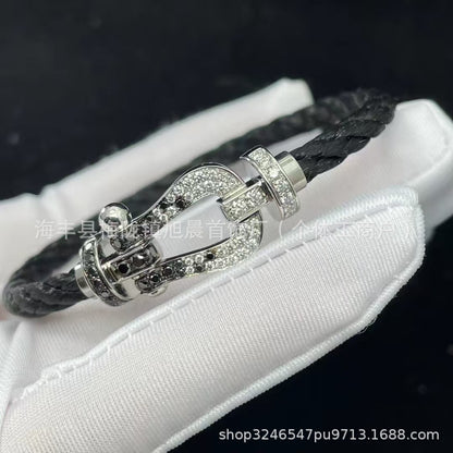 New Trendy Ins Black Samurai Black Couple's Year Horseshoe Buckle Steel Rope Bracelet Bracelet Men's Bracelet