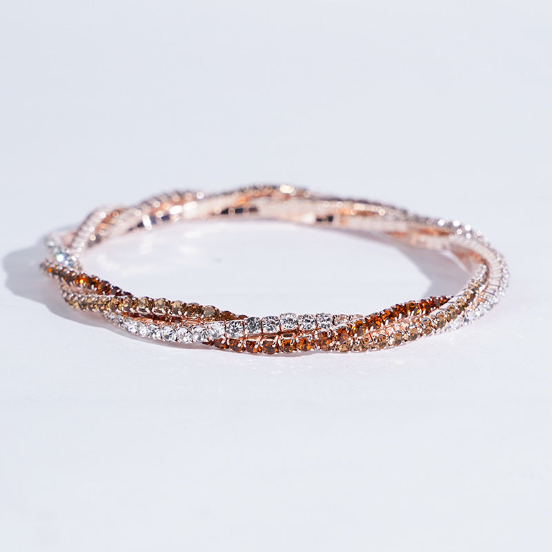 Women's Braided Crystal Bracelet Stretch High-end Bracelet Girlfriend Bracelet Light Luxury Photo Shooting Exquisite Jewelry