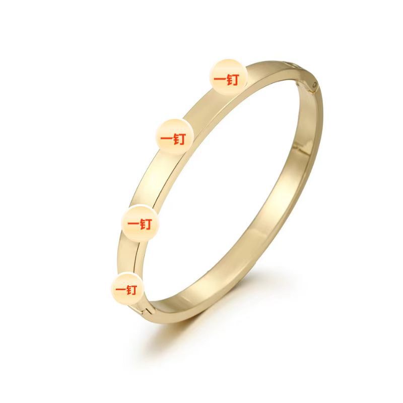 Cross-border Stainless Steel Bracelet Women's High-grade Electroplated Circle Bracelet Diamond Light Luxury Titanium Steel Fashion Jewelry