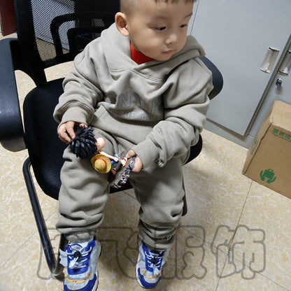 Trendy Brand Children's Clothing Essentials Autumn and Winter Suit Men's and Women's High Street Loose Hooded Fleece Sweater Pants
