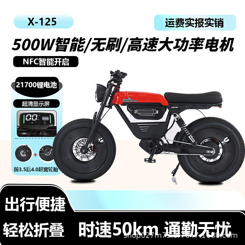 Cross-Border Manufacturers Wholesale 20-Inch Lithium Battery Long Endurance Retro Car Electric Moped Commuter off-Road Snow Beach